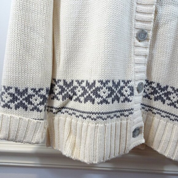 Eddie Bauer Women’s Cotton-Blend Chunky Knit Snowflake Cardigan Sweater Size M - Picture 3 of 7